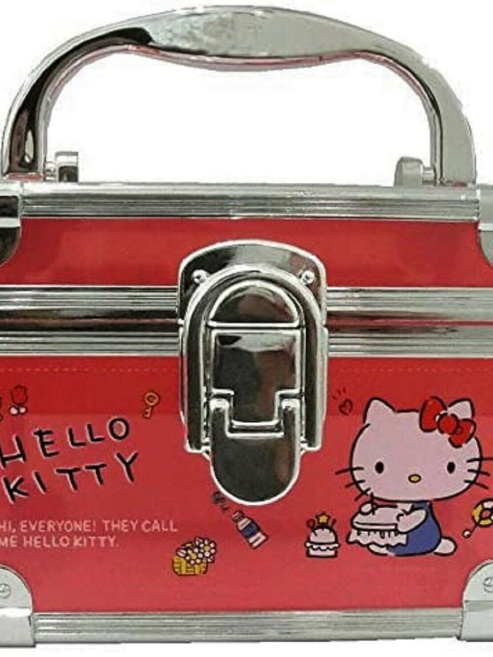 Rare Japan Sanrio Hello Kitty Red Mini Vanity Case With Partition Tray